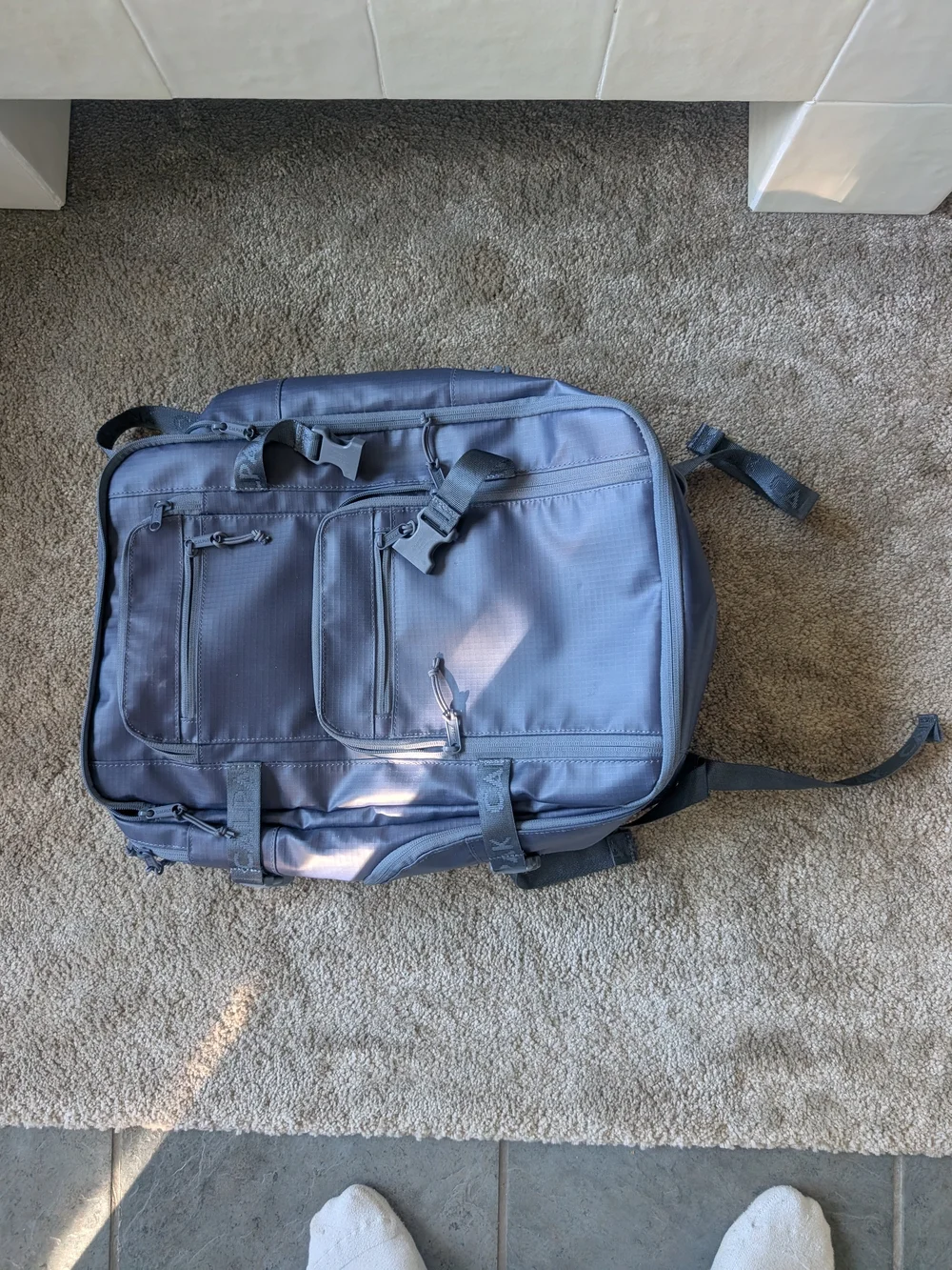 Calpak Navy Blue Men's Backpack with Multiple Front Pockets
